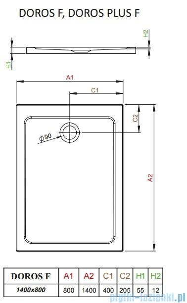 Radaway Doros Plus F Brodzik prostokątny 140x80x5cm SDRFP1480-01