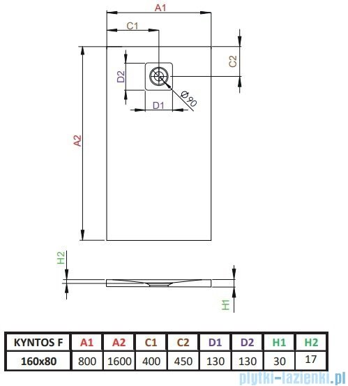 Radaway Kyntos F brodzik 160x80cm biały HKF16080-04