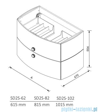 Oristo Louis szafka podumywalkowa wisząca 61x55x47 granatowy mat OR50-SD2S-62-14