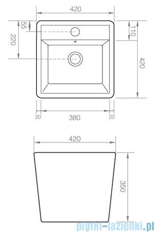 Bathco Genova-B umywalka nablatowa 42x42x35cm 4059