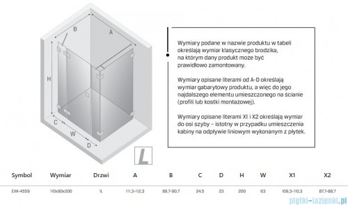 New Trendy Eventa kabina prysznicowa prostokątna 110x90x200 cm lewa EXK-4559