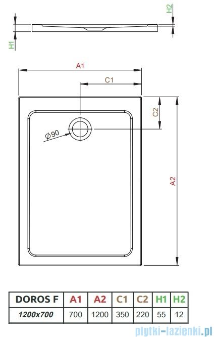 Radaway Doros F Stone brodzik 120x70x5,5 antracyt SDRF1270-01-64S