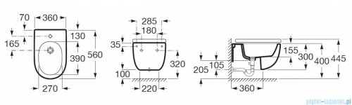 Roca Meridian-N Bidet podwieszany z ukrytymi mocowaniami biały   A357248000