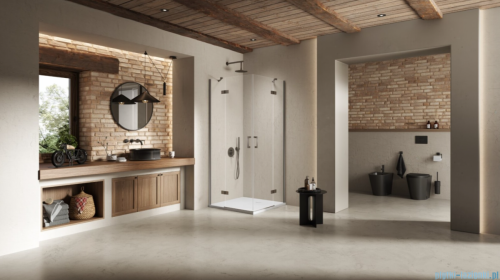 New Trendy Nesta Gunmetal Brushed kabina 100x100x200 cm drzwi podwójne grafit szczotkowany/szkło przejrzyste K-4768