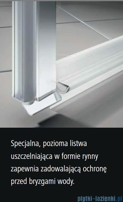Kermi Osia Drzwi wnękowe z polem stałym, prawe, szkło przezroczyste OsiaClean, profile srebrne 100x200cm OSSFR10020VPK