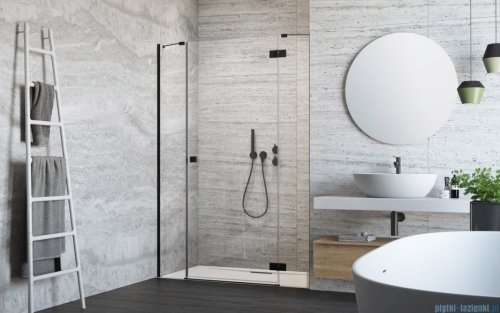 Radaway Essenza Black Dwjs drzwi wnękowe 110cm prawe szkło przejrzyste 1385030-54-01R/1384090-01-01