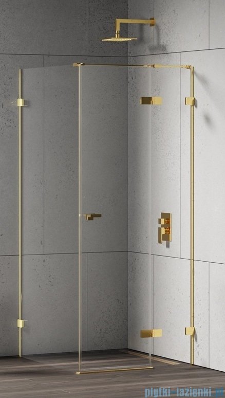 New Trendy Eventa Gold Shine kabina prysznicowa prostokątna 120x110x200 cm prawa przejrzyste Złoty połysk EXK-4747