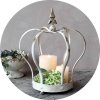 Świecznik korona na grube świece Chic Antique - kremowy wys. 45 cm