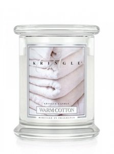 Kringle Candle - Warm Cotton - średni, klasyczny słoik (411g) z 2 knotami