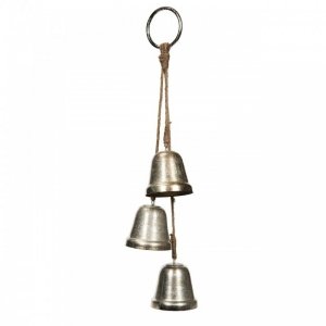 Dzwonki dekoracyjne na sznurku złoto-srebrne - dł. 50 cm