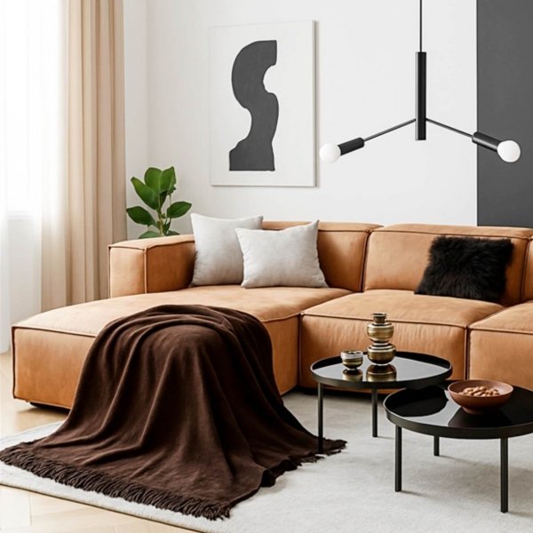 Koc Moca Design frędzle - brązowy
