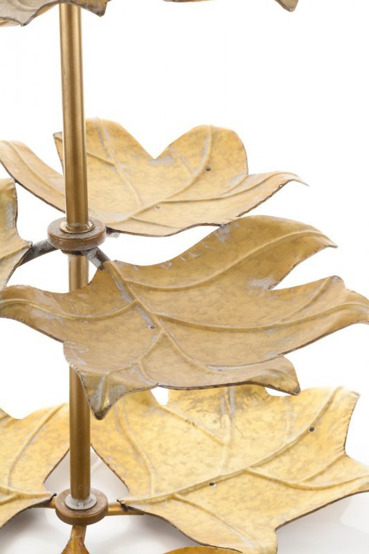 Etażerka metalowa liście Meisa Aluro trzypoziomowa złota - wys. 79 cm