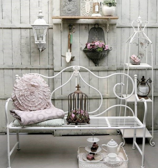 Chic Antique kwietnik ścienny szary - 41x17x54 cm