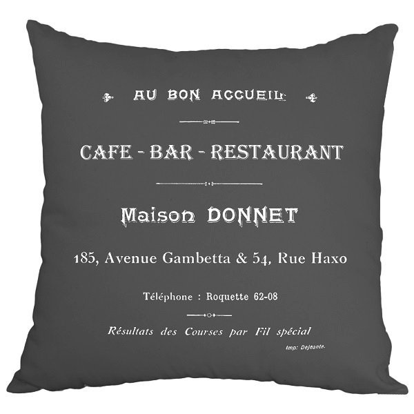 Poduszka French Home - Cafe Bar - szara