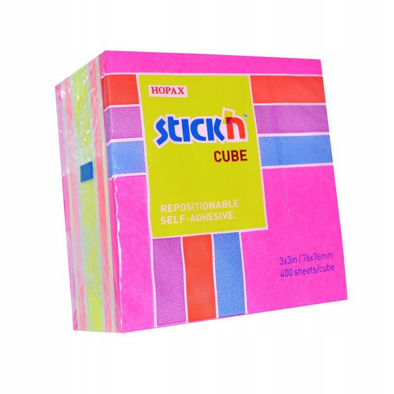 Bloczek samoprzylepny 76x76mm 400k mix różowy/żółty STICK&quot;N 21536