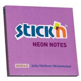 Bloczek STICK&quot;N 76x76mm fioletowy neonowy 100k 21210 STICK&quot;N