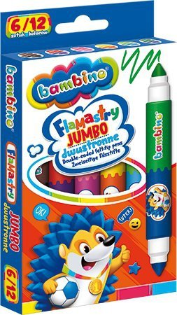 Flamastry dwustronne Jumbo Zestaw 6 sztuk 12 kolorów Pisaki Mazaki BAMBINO St.Majewski