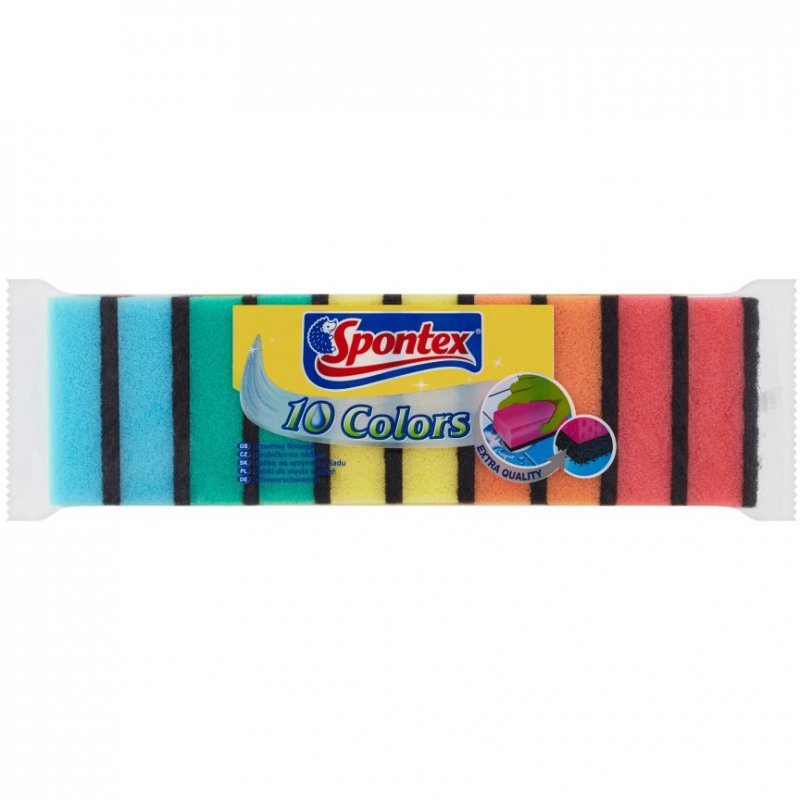 Zmywaki gąbka do zmywania Colors(10szt) 97570022 SPONTEX