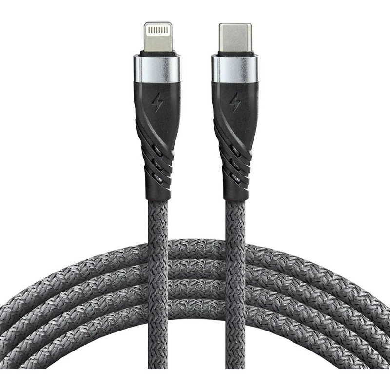 Kabel USB-C -&gt; Lightning 1m 20W pleciony szary EVERACTIVE (CBB-1CIG)