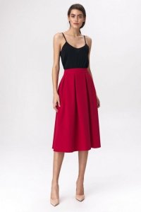 Rozkloszowana czerwona spódnica midi  - SP50