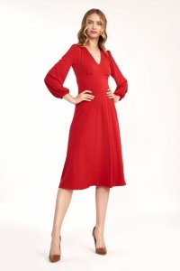 Klasyczna czerwona sukienka midi - S194