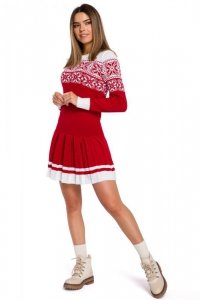 MXS01 Świąteczna sukienka swetrowa - czerwona