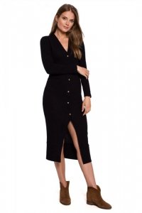 K108 Sukienka sweterkowa z guzikami - czarna