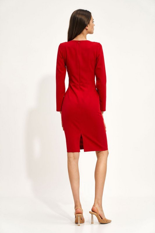 Czerwona ołówkowa sukienka  - S206