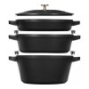 Zestaw 3 naczyń żeliwnych z pokrywką STAUB 40508-386-0 - czarny 24 cm (WYPRZEDAŻ)