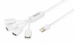HUB/Koncentrator 4-portowy DIGITUS Spider USB 2.0 SuperSpeed, pasywny, Biały