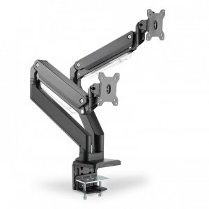 Ramię biurkowe podwójne z zaciskiem DIGITUS 2xLCD z sprężyną gazową max. 2x35 i 15kg - USZ OPAK