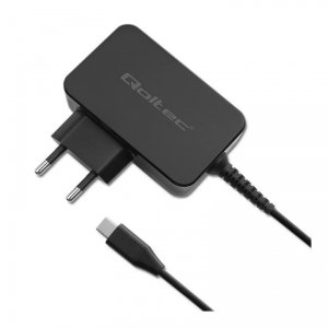 Ładowarka sieciowa Qoltec GaN POWER PRO | 1xUSB-C | 45W | 5-20V | 2.25-3A | Czarna