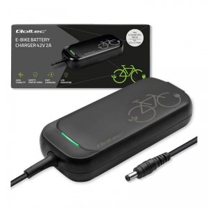 Ładowarka Qoltec do roweru skutera elektrycznego 36V | 42V | 2A | 5.5*2.1 | wodoodporna + kabel zasilający