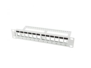Patch panel pusty Lanberg 12 port 1U 10 z organizerem do modułów keystone szary