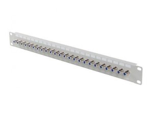 Patch panel Lanberg 24 Port 1U 19 Gniazdo Typ F Beczka Szary