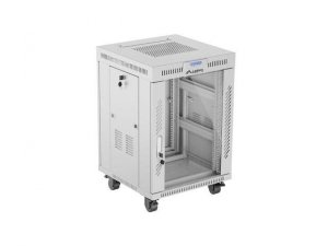 Szafa instalacyjna Rack stojąca 19 15U 600x600 szara drzwi szklane LCD Lanberg (flat pack)