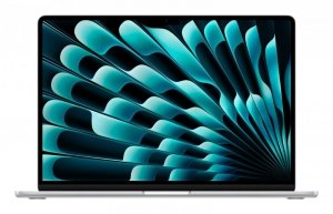 Apple MacBook Air 15,3Retina 500nit M4 chip with 10-core CPU + 10-core GPU 16GB SSD256 2xTB4 BLKB 1Y Silver