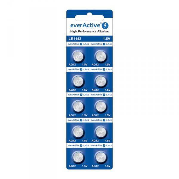 Bateria alkaliczna mini everActive AG12 G12 LR1142 LR43 - blister 10 sztuk