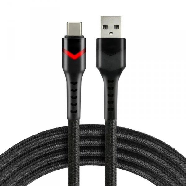 Kabel USB -&gt; USB-C everActive CBB-1CBR 1m 3A RGB LED czarny