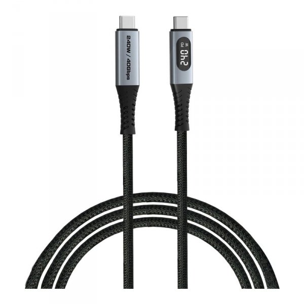 Kabel Verbatim USB-C(M) - USB-C(M) z wyświetlaczem, 1,2m, 240W, PD, czarny