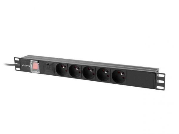 Listwa zasilająca Lanberg Rack PDU 19&quot; 1U 16A 5x 230V PL 2M Czarna