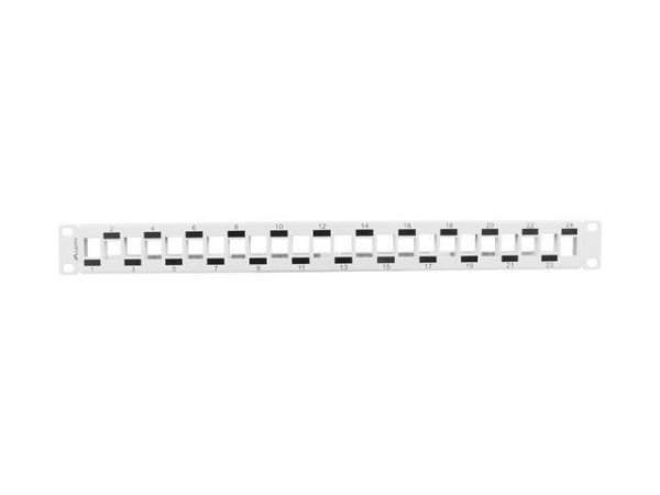 Patch panel pusty Lanberg PPKS-1224-S 24 port 1U 19&quot; naprzemienny z organizerem do modułów keystone szary