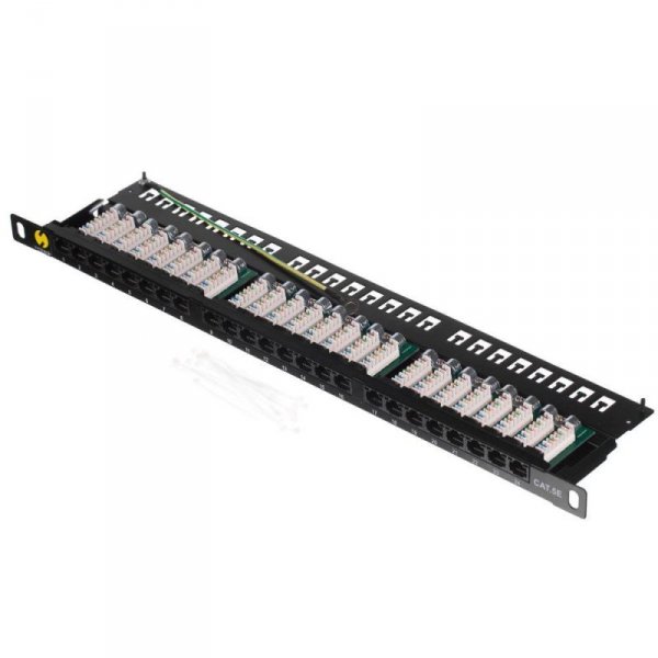Patch panel 19&#039;&#039; Netrack 24-porty kat. 5e UTP, 0,5U/1U z półką
