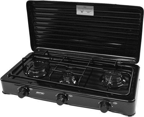 Turystyczna kuchenka gazowa 3-palnikowa/ czarna MPM  SMILE-KN-03/1KB