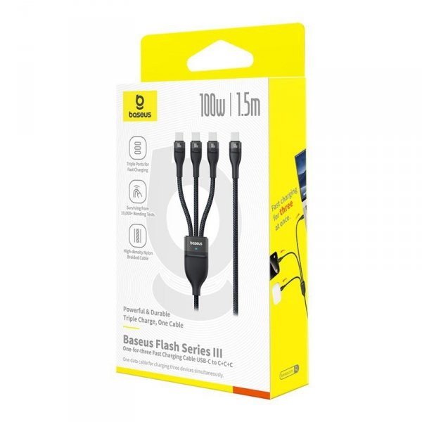 Kabel Baseus Flash Series 3 100W 1,5m (czarny)