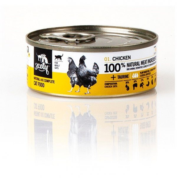 3Coty CHICKEN with hearts for Adult cats 80g