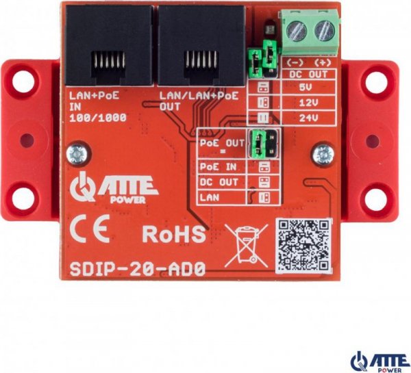 Adapter PoE obniżający napięcie ATTE SDIP-20-AD0