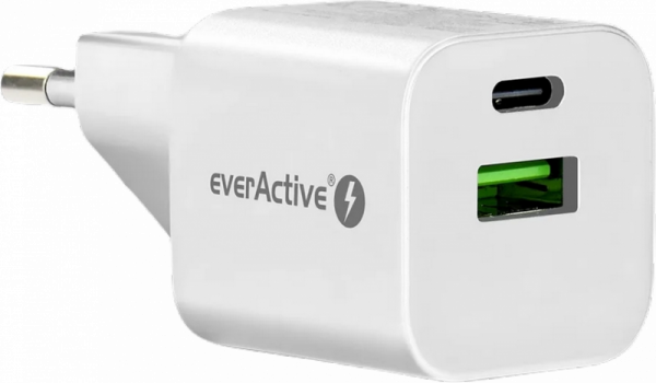 ŁADOWARKA SIECIOWA everActive GaN SC-390Q 30W 1xUSB-C 1xUSB-A PD PPS