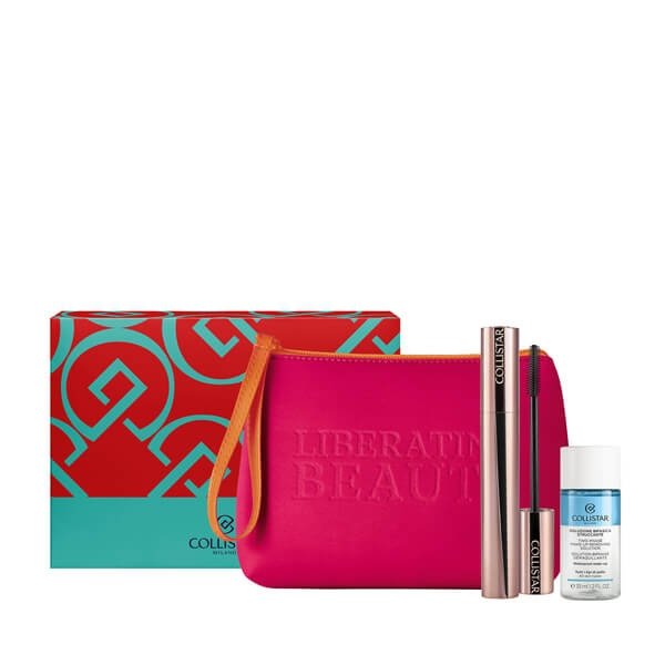 Collistar Set - Mascara Infinito Extra Black 7.5 ml + Two-Phase Make-up Removing Solution Eyes-lips 35 ml + Make-up Bag