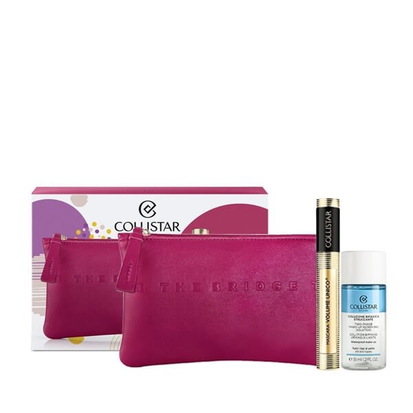 Collistar Set - Mascara Volume Unico Intense Black 13 ml + Two-Phase Make-up Removing Solution Eyes-lips 35 ml + Make-up Bag